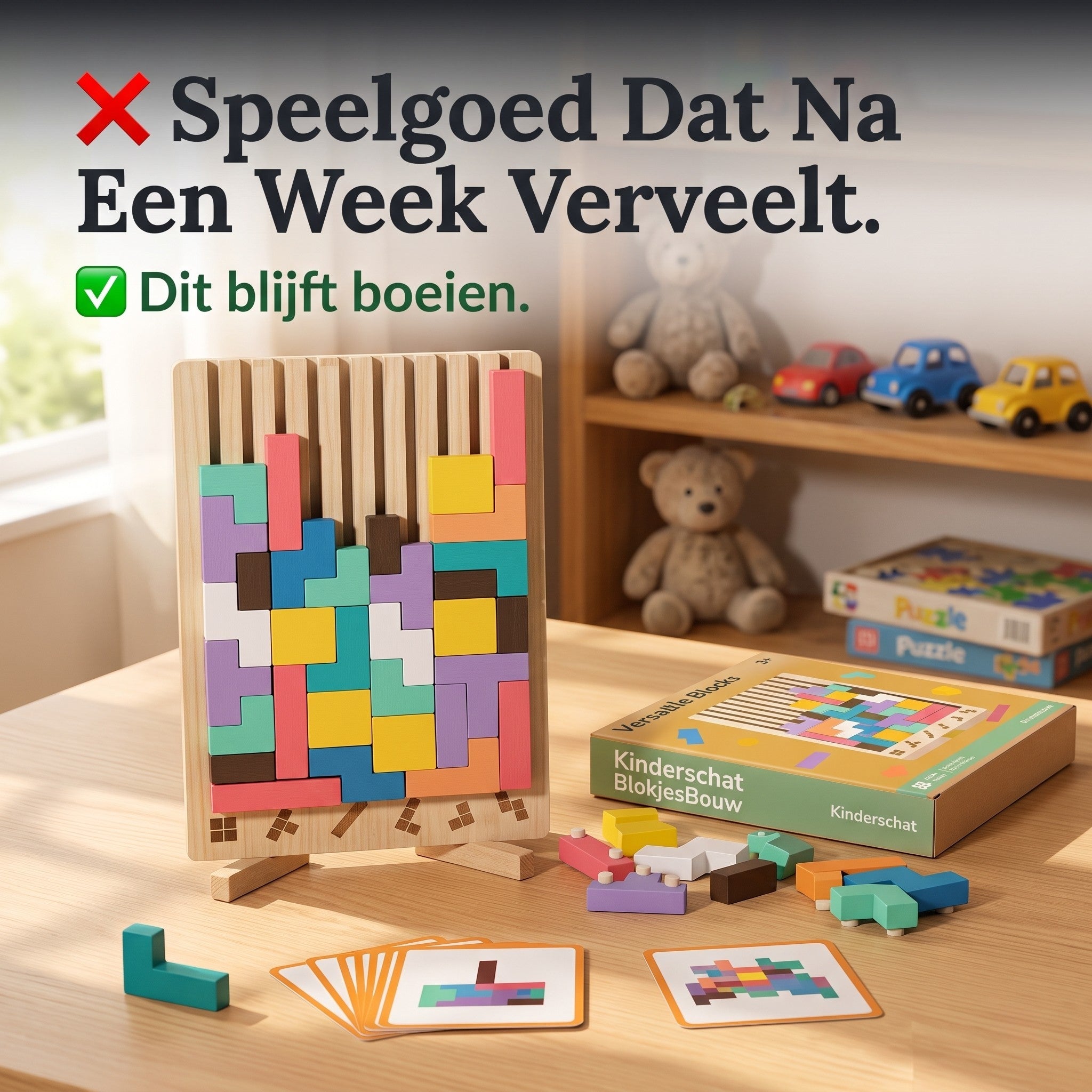 42-Delig Blokkenspel — Kinderschat BlokjesBouw | Montessori Patroonblokken | Vanaf 3 Jaar