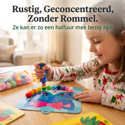 Creatief Knutselen Zonder Rommel — Kinderschat PlakPretPakket | 1000+ Pompons & 18 Ophangdesigns | Vanaf 5 Jaar