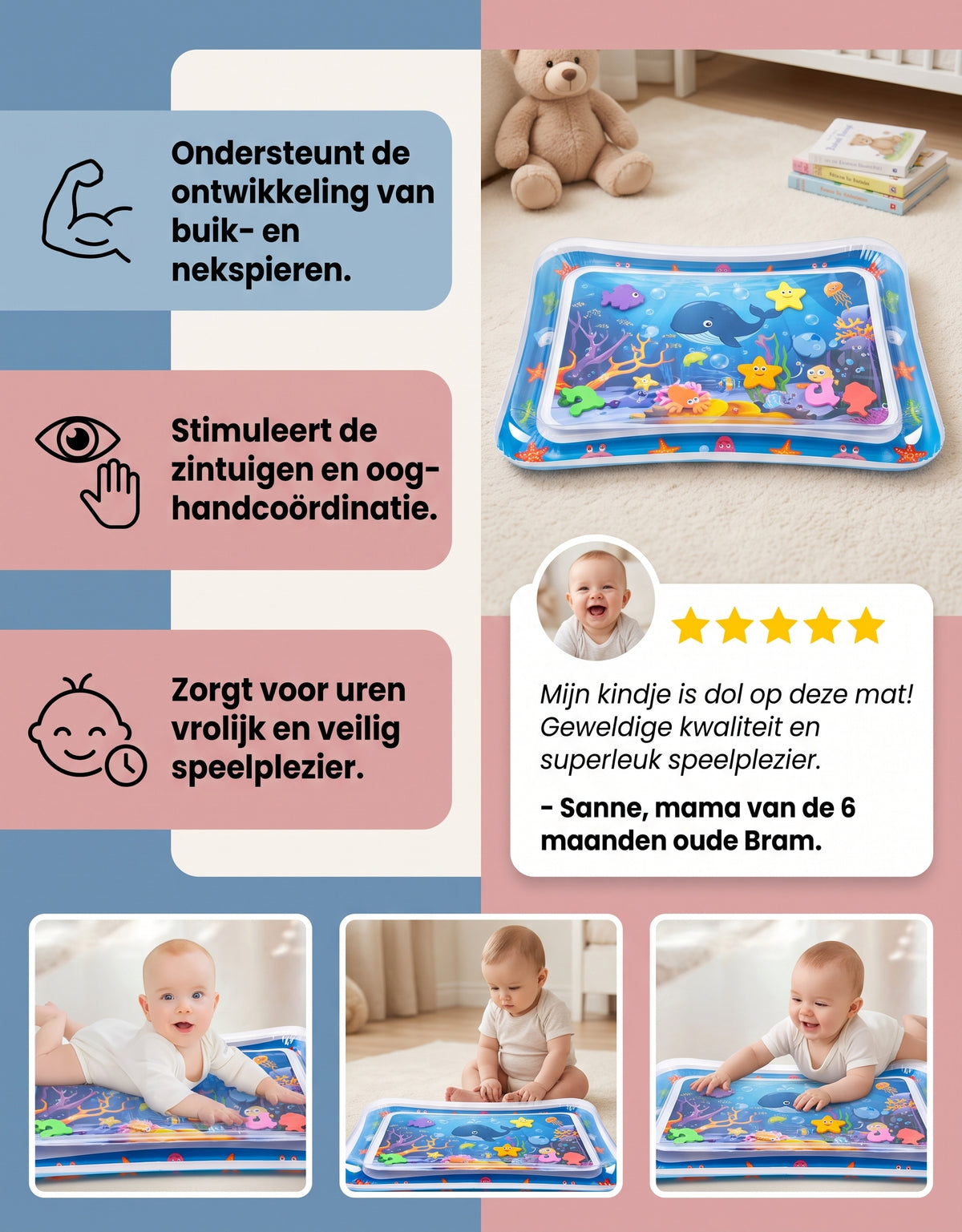 Eindelijk Buikligging Zonder Tranen — Kinderschat ZeeVriendjes | Waterspeelmat | Vanaf 3 Maanden