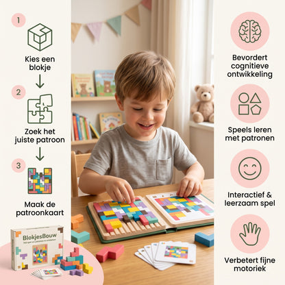 42-Delig Blokkenspel — Kinderschat BlokjesBouw | Montessori Patroonblokken | Vanaf 3 Jaar