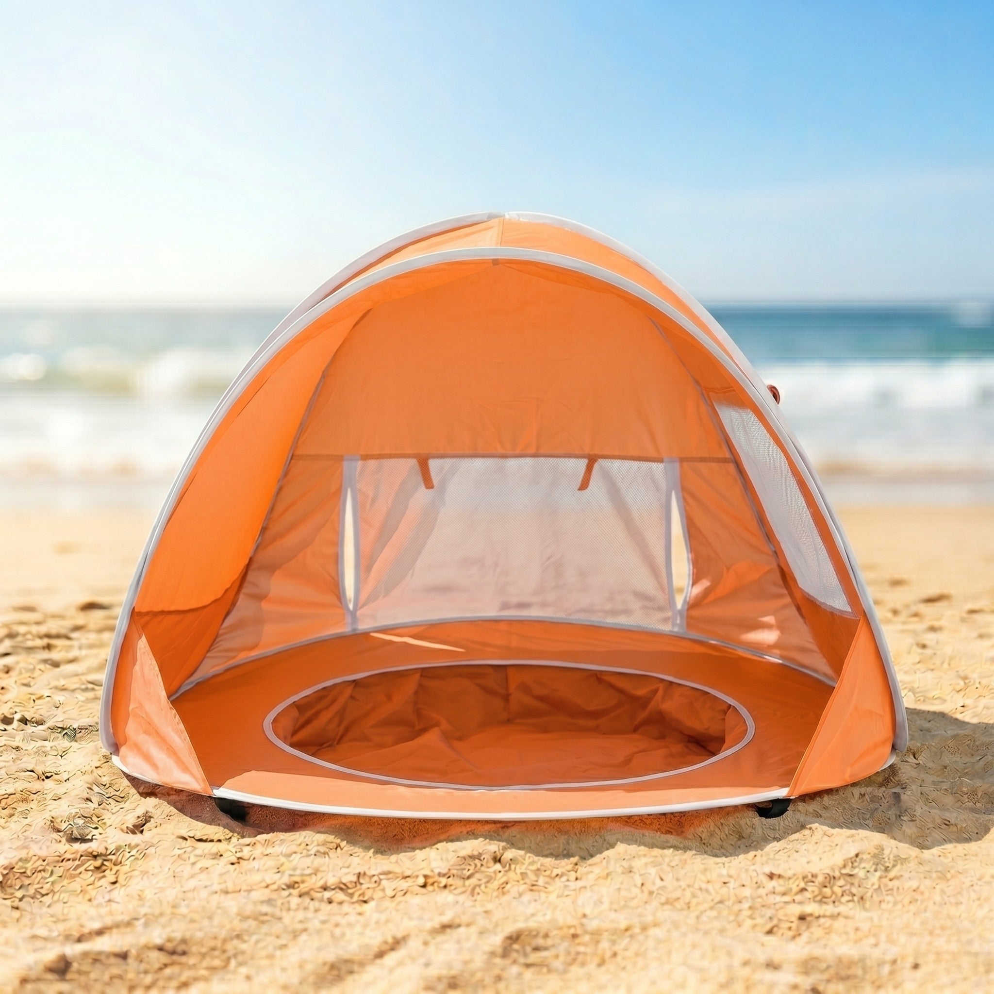 Veilig Spelen in de Zon — Kinderschat Baby Strandtent met Zwembadje | UV50+ Bescherming | In 3 Seconden Opgezet