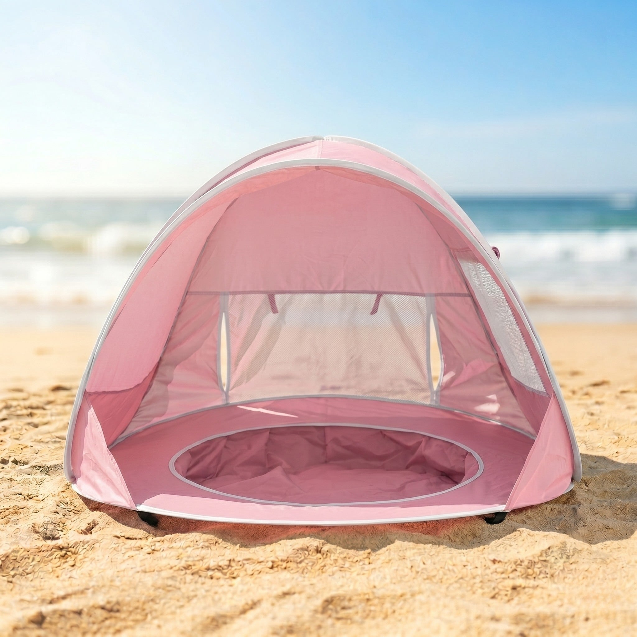 Veilig Spelen in de Zon — Kinderschat Baby Strandtent met Zwembadje | UV50+ Bescherming | In 3 Seconden Opgezet