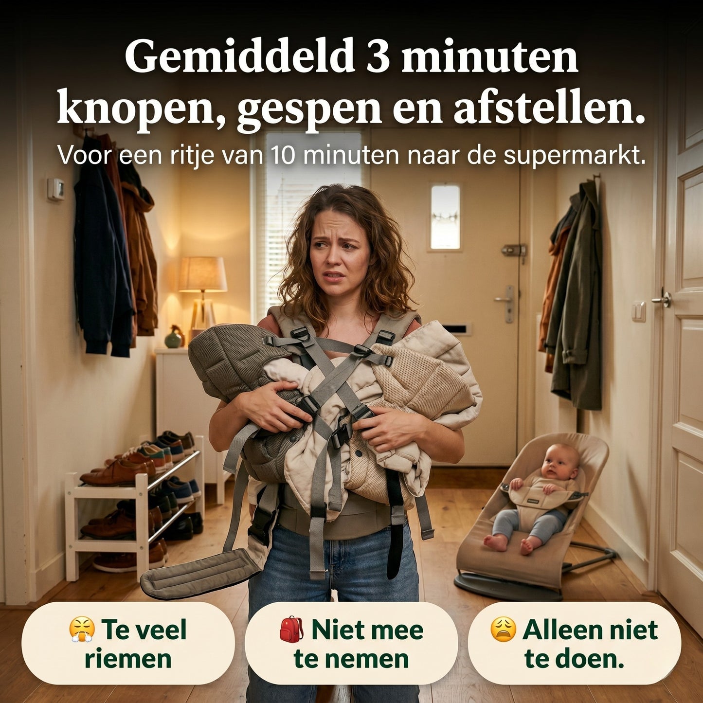 Handen Vrij in 10 Seconden — Kinderschat Schouderdrager | Babydrager voor Thuis en Onderweg | Geschikt van 4,5 kg tot 20 kg