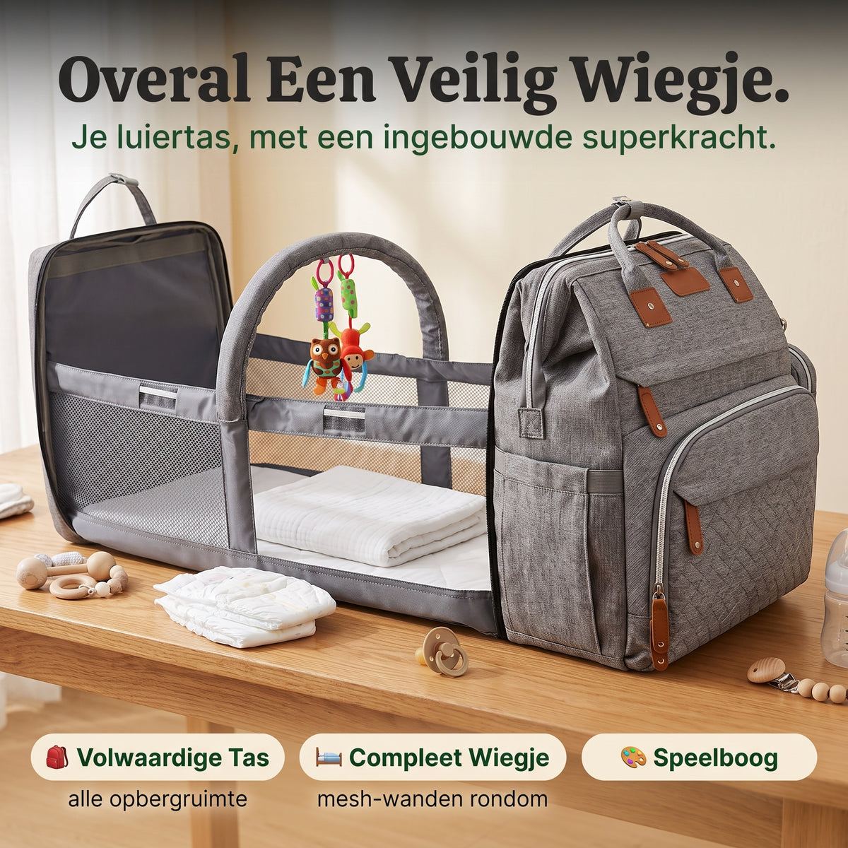 Overal Een Veilige Rustplek — Kinderschat LuierTasPlus | Uitklapbare Luiertas & Verschoonplek | Vanaf 0 Maanden