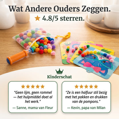 Creatief Knutselen Zonder Rommel — Kinderschat PlakPretPakket | 1000+ Pompons & 18 Ophangdesigns | Vanaf 5 Jaar