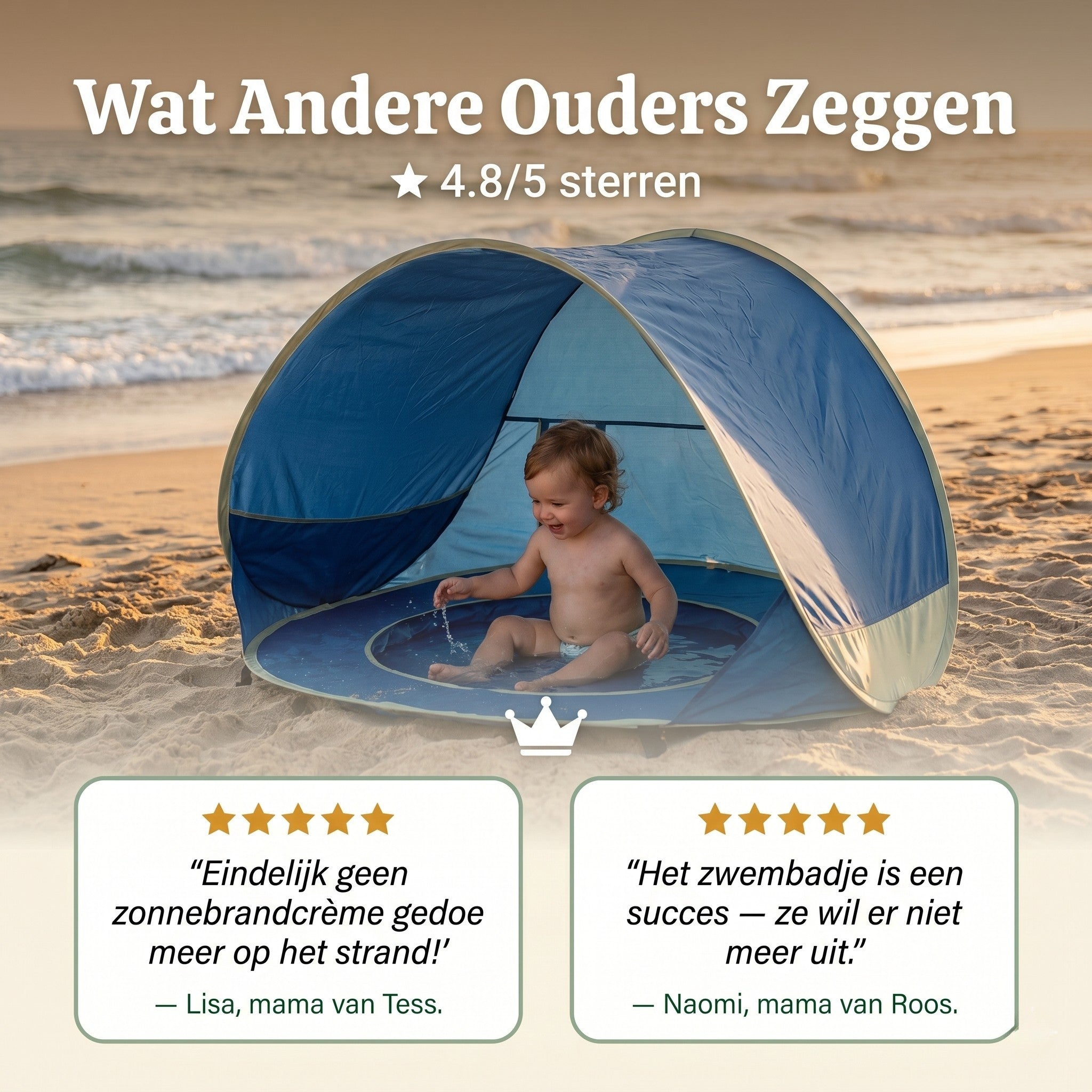 Veilig Spelen in de Zon — Kinderschat Baby Strandtent met Zwembadje | UV50+ Bescherming | In 3 Seconden Opgezet