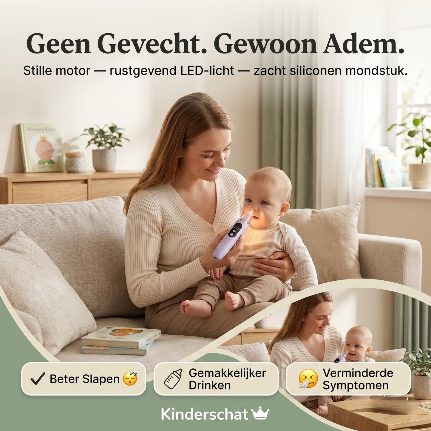 Vrij Ademen in Seconden — 2-in-1 Elektrische Neuszuiger & Vernevelaar | Baby & Peuter